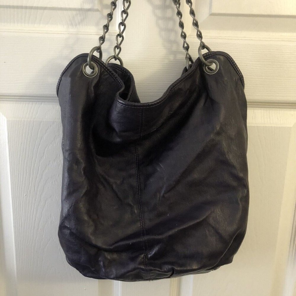 Converse One Star Faux Leather Distressed Purple Shoulder Satchel Tote Bag